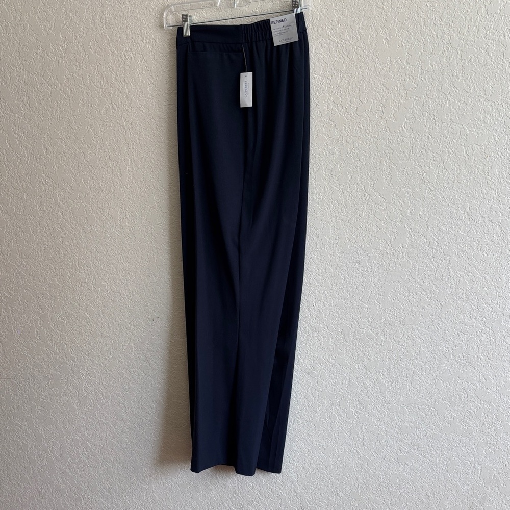 Catherines Woman's Navy Elastic-Waist Dress Pants